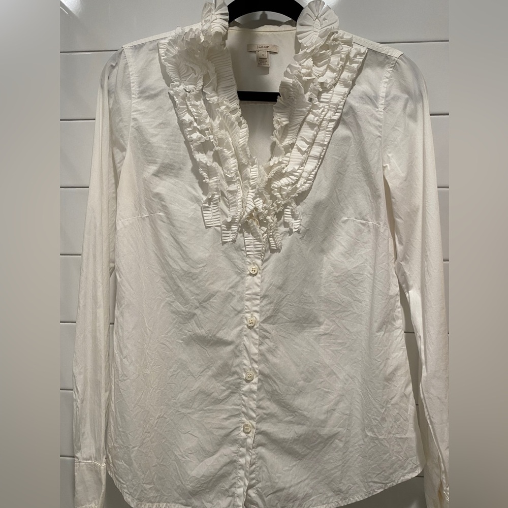J. Crew Romantic Ruffle button down